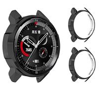 2 PCS Screen Protector Coque pour Honor Watch GS Pro,Silicone étui Housse Cover Transport,Étui Plating PC Protector Frame Housse Mince Portable Antichoc Etui pour Huawei Honor Watch GS Pro (noir)