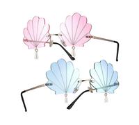 2 Pcs Seashell Sunglasses Rave Sunglasses Fancy Glasses Party Glasses Disco Sunglasses for Women Girls