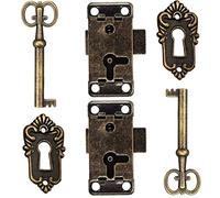 2 Pcs Serrure De Porte D'Armoire Antique Serrure Meubles Verrous Pour Placards DéCoratifs Serrure Avec Clé Trou De Serrure Pour BoîTe En Bois Bijoux Anciens Maquillage Valise Tiroir De Meubles