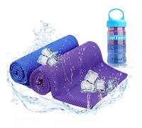 2 Pcs Serviette de Refroidissement, Serviettes de Sport en Microfibre Serviette de Fraicheur Instantanée pour Gym Yoga Cyclisme Randonnée Camping Course à Pied (Darkblue+Purple)