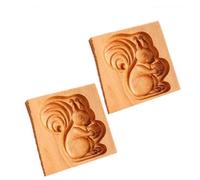 2 Pcs Set, 3D Carved Wooden Cookie Molds, Bear and Rabbit Animal Biscuit Press, Easy Release DIY Baking Tool for Chocolate, Cake Decorating, Christmas, Easter Gift