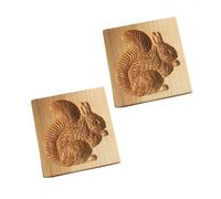 2 Pcs Set, 3D Carved Wooden Cookie Molds, Bear and Rabbit Animal Biscuit Press, Easy Release DIY Baking Tool for Chocolate, Cake Decorating, Christmas, Easter Gift
