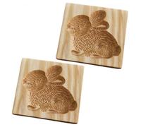 2 Pcs Set, 3D Carved Wooden Cookie Molds, Bear and Rabbit Animal Biscuit Press, Easy Release DIY Baking Tool for Chocolate, Cake Decorating, Christmas, Easter Gift