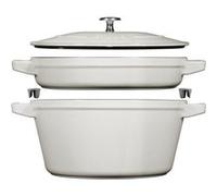 Staub Ensemble cocottes empilables 2 pièces – fonte – truffe blanche