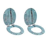 2 pcs Sièges WC MDF Couvercle à fermeture en douceur Vieux bois