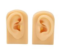 2 Pcs Silicone Ear Model, Light Skin Color Soft Flexible Silicone Piercing Practice 3D Ear Model for Jewelry Display Acupuncture Mannequin Teaching Instruction