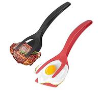 2 Pcs Silicone Egg Spatula 2 in 1 Tongs Grip and Flip Spatula, 2 in 1 Non-stick Fried Egg Turners for Egg Steak Frying Turning Grilling Kitchen Cooking Tool