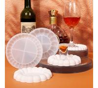 2 Pcs Silicone Mold Cup Coaster Epoxy Resin Bubble Tray Silicone Tray Casting Mold Round Concrete Mold Silicone Mold For Tea Tray Jewelry Plate