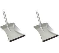 2 Pcs Silver Electroplated Dustpan With Rubber Lip For Fine Dust,Metal Dustpan For Sweeping Fine Dust,Manual Coal Shovel Coal Shovel