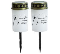 2 PCS Solar Grave Lights, 5, 6 x 2, 8 Pouces Lautres solaires imperméables pour Le cimetière, Lanternes commémoratives sans Flamme avec Tombe épikésolaire
