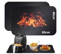 2 Pcs Sous-couche réfractaire Tapis 40x60cm en fibre de verre silicone anti-feu pour plateau de table résistant à la chaleur pour friteuse à air machine à café micro-ondes Antidérapant imperméable