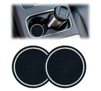 2 Pcs sous Verres de Voiture Universel 7cm Anti-Dérapant Silicone Porte Gobelet de Voiture Cristal Strass Caboteur Voiture Accessoires d'intérieur
