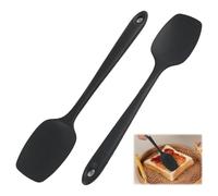 2 PCS Spatule À Cuillère En Silicone Résistante À La Chaleur Jusqu’à 220°C - Ustensile De Cuisine Flexible Et Antiadhésif Pour Mélanger, Racler Et Servir Spatule Cuisine (28.3 Cm, Noir)