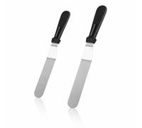 2 PCS Spatule à pâtisserie, Spatule Coudée Professionnelle en Inox pour Gâteaux, Crêpes, Décoration, Lissage, et Glacage, Manche Ergonomique Antidérapant