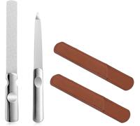 2 Pcs Stainless Steel Nail Files With Leather Case For Manicure,Pedicure,Double Sided,Natural Nail File With Non-Slip Handle For Manicure,Pedicure,Home,Salon,Travel