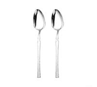 2 Pcs Stainless Steel Soup Spoons Hammered Handle