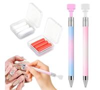 2 Pcs Stylo À Cire Rechargeable For Peinture DiamantStylo Strass Accessoires D'art Diamant Bonne Adhérence Facilité utilisation Convient Pour Le Nail Art avec 2 Pcs Pâte À Strass (Rose Bleu)