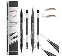 2 Pcs Stylo Sourcil Effet Poil Crayon Sourcil Waterproof Design Double Embout Couleur Intense Résistant à L'eau La Transpiration Aux Bavures Brun Clair Brun Foncé avec 2 Pinceaux
