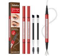 2 PCS Stylo Sourcil Effet Poil Feutre Sourcils Waterproof Double Embout Résistant à L'eau La Transpiration Et Aux Bavures Convient à Toutes Les Carnations Marron avec 2 Pinceau