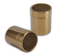 2 PCS Sucrier en Poudre Duster, Shaker à Cannelle Polyvalent à Mailles Fines de Grande Capacité en Acier Inoxydable Drague Shaker avec Couvercle pour la Cuisson Cuisson Maison Doré