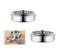 2 Pcs Support Bobine Moustique,Porte-encens Portable Encensoir, Boîte De Bobine De Moustique, Porte-encens Ronds avec Couvercle pour la Maison, Le Camping, Les Voyages