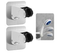 2 PCS Support de Douche Sans Percage, Autocollant Support de Pomme de Douche, Support de Pommeau de Douche Universel Réglable (45°), Fixation 18 kg, Chrome, Installation Facile