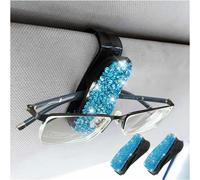 2 Pcs Support De Lunettes Voiture, Bling Cristal Strass Voiture Lunettes De Soleil Pare-Soleil Montage, Multifonctionnel Porte Lunette Voiture Avec Clip De Billet (Bleu Lac)[Auto5133786]