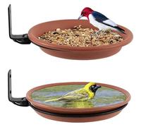 2 Pcs Suspendre Mangeoire Oiseaux Exterieur, Abreuvoir Oiseaux Exterieur, Bains pour Oiseaux Sauvages, Abreuvoir pour Balcon, Bain d’Oiseau pour Terrasse/Cour/Jardin (Brun)