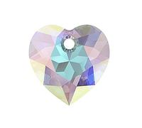 2 pcs SWAROVSKI CRYSTALS pendant Heart Cut 6432 crystal stone with hole, 10.5 x 10.5 mm Crystal AB (Cristaux Swarovski Pendentif Coeur Coupe 6432 Pierre de cristal avec trou Crystal AB)