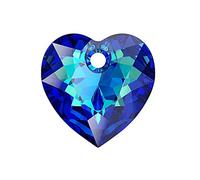 2 pcs SWAROVSKI CRYSTALS pendant Heart Cut 6432 crystal stone with hole, 10.5 x 10.5 mm Crystal Bermuda Blue (Cristaux Swarovski Pendentif Coeur Coupe 6432 Pierre de cristal avec trou Bleu)