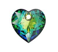 2 pcs SWAROVSKI CRYSTALS pendant Heart Cut 6432 crystal stone with hole, 10.5 x 10.5 mm Crystal Vitrail Medium (Cristaux Swarovski Pendentif Coeur Coupe 6432 Pierre Crystal Vitrail)