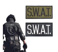 2 Pcs SWAT Patch Broderie patch for Chest or shoulder Children Adult police Fan DIY clothes Black and Military Green 10x5cm