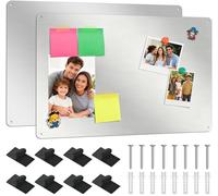 2 Pcs Tableau Magnétique Mural, Plaque Aimantee, Tableau Aimanté Mural en Acier Inoxydable, pour Bureau, Cuisine, pour Lettres Magnétiques, Chiffres, Notes, Photos, 43 x 30 cm, Argenté