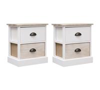 vidaXL 2 pcs Tables de chevet Blanc et naturel 38x28x45 cm Paulownia