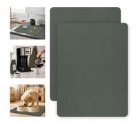 2 PCS Tapis Egouttoir Vaisselle 30x40cm, Tapis Vaisselle Absorbant | Tapis de Machine à Café, Pliable Egouttoir Absorbant Antidérapant, pour Machine à Cafe, Comptoir de Cuisine, Évier(Gris-vert)