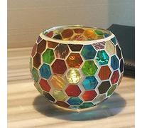 2 Pcs Tea Light Bougeoir Mosaïque Verre Bougie Pots À La Main Romantique Photophores Amitié Veilleuse pour Fête De Mariage Anniversaire Anniversaire
