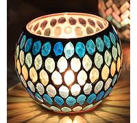 2 Pcs Tea Light Bougeoir Mosaïque Verre Bougie Pots À La Main Romantique Photophores Amitié Veilleuse pour Fête De Mariage Anniversaire Anniversaire