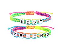 2 pcs Tissage coloré Bracelets d'amitié Perles Avec Lettres Meilleur Ami Set pour Enfants Filles,Pastel Tissu Bracelet BFF Cadeau pour Femmes Mère Fille Meilleur Ami Noël Anniversaire