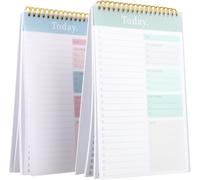 2 Pcs To Do List Bloc Note, Agenda Journalier A5 Avec Horaire Liste De Controle Planificateur Hebdomadaire, 16,5x24,7cm, Cahiers À Spirales Pour Travail Études, 52 Pages Chacun, 104 Pages Total