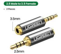 2 pcs UGREEN Adaptateur Audio jack 2,5 mm male vers jack 3,5 mm femelle