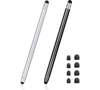 2 Pcs Universal Stylus Touch Screen Stylus Pen 2 In 1 Capacitive Touch Stylus Compatible With Smartphones, Tablets, Samsung Galaxy (Black + Silver)