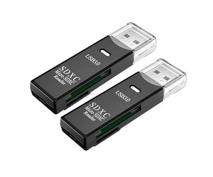 2 PCS USB C Lecteur de Carte Mémoire, SD/Micro SD OTG USB 3.0 Adaptateur Card Reader, Portable Lecteurs de Carte Mémoire Externes, pour SD/Micro SD/MMC/TF/SDXC/SDHC etc, aux Tablettes, Ordinateurs