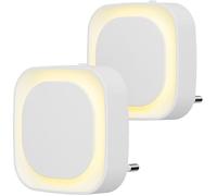 2 Pcs Veilleuse LED Automatique, Lampe de Nuit à Capteur Crépusculaire, 3 niveaux de luminosité Dimmmable Veilleuse Enfant avec Pr