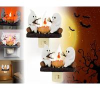 2 Pcs Veilleuse Vacillante De Feu De Camp Fantôme, Prise De Veilleuse De Nuit Fantôme D'halloween, Bougies Électriques 3d Sans Flamme, Veilleuse De Feu De Camp, Décoration D'halloween