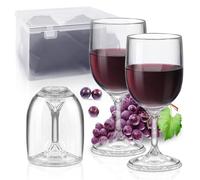 2 Pcs Verre à Vin Plastique Réutilisable, 200ml Verre a Vin Incassable avec Sac Etanche et Boîte Pratique, Gobelets A Tige Réutilisables Pour Camping,Garden-Partys, Pique-Niques, Anti-Chute, Amovible