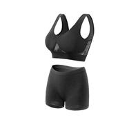 2 PCS Vêtement de Sport pour Femme Ensembles Confort Respirant Soutiens-Gorge de sans en Maille Couture Sport et Shorts Extensible Fitness Sportswear