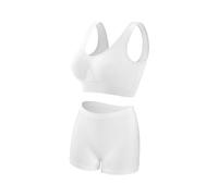 2 PCS Vêtement de Sport pour Femme Ensembles Confort Respirant Soutiens-Gorge de sans en Maille Couture Sport et Shorts Extensible Fitness Sportswear