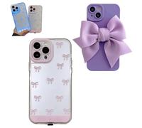 2 Pcs Vibrant LED Bowknot Phone Case for iPhone 14/15/16/17 Pro/Pro Max/Plus,Light-Up Phone Shell for Incoming Calls,Illuminated Ribbon Stylish Cellphone Cover (Pink, iPhone 16 Plus)