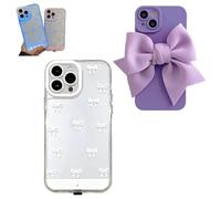2 Pcs Vibrant LED Bowknot Phone Case for iPhone 14/15/16/17 Pro/Pro Max/Plus,Light-Up Phone Shell for Incoming Calls,Illuminated Ribbon Stylish Cellphone Cover (White, iPhone 17 Pro Max)