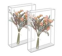 2 pcs Vitrine en Acrylique, 21 x 16 x 3,9cm Boîte Robuste et étanche à Cadre Fleurs séchées, Clair Cadre vitrine pour Les compositions Florales séchées, Les décorations de fête et Les Collections